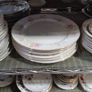 set of 5 Fine China Dinner Plates